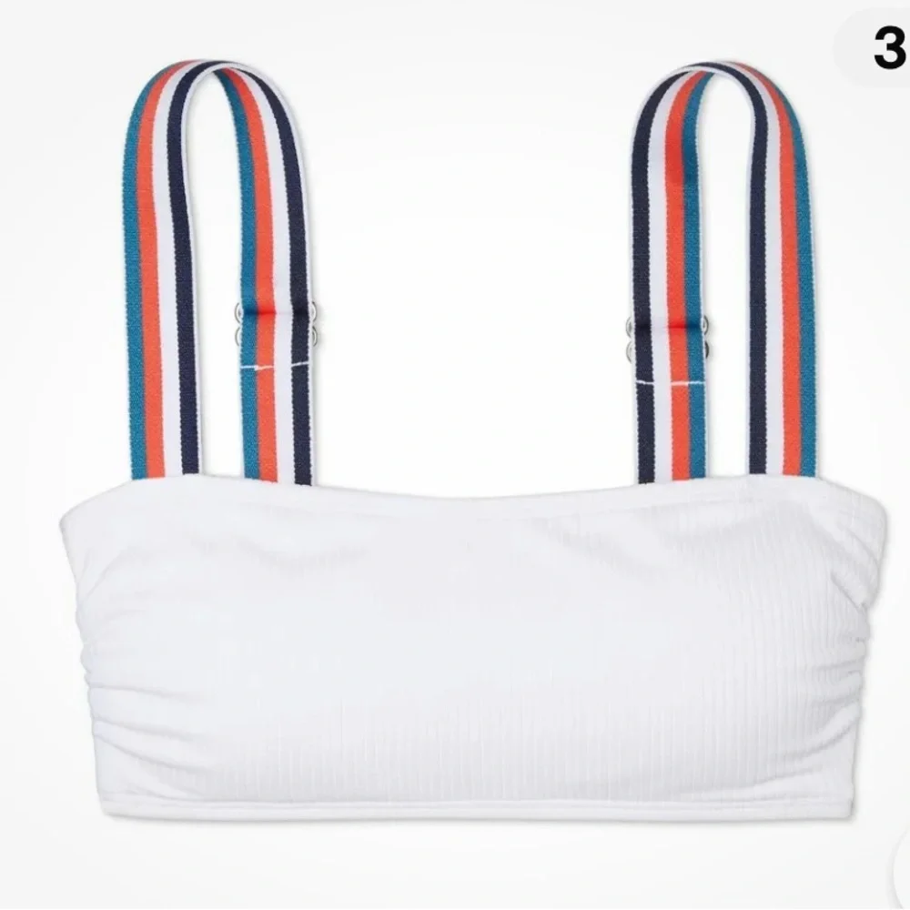 Juniors' Xhilaration Ribbed Bralette Bikini Top, White, swim top, D/DD, NWT - Picture 3 of 6